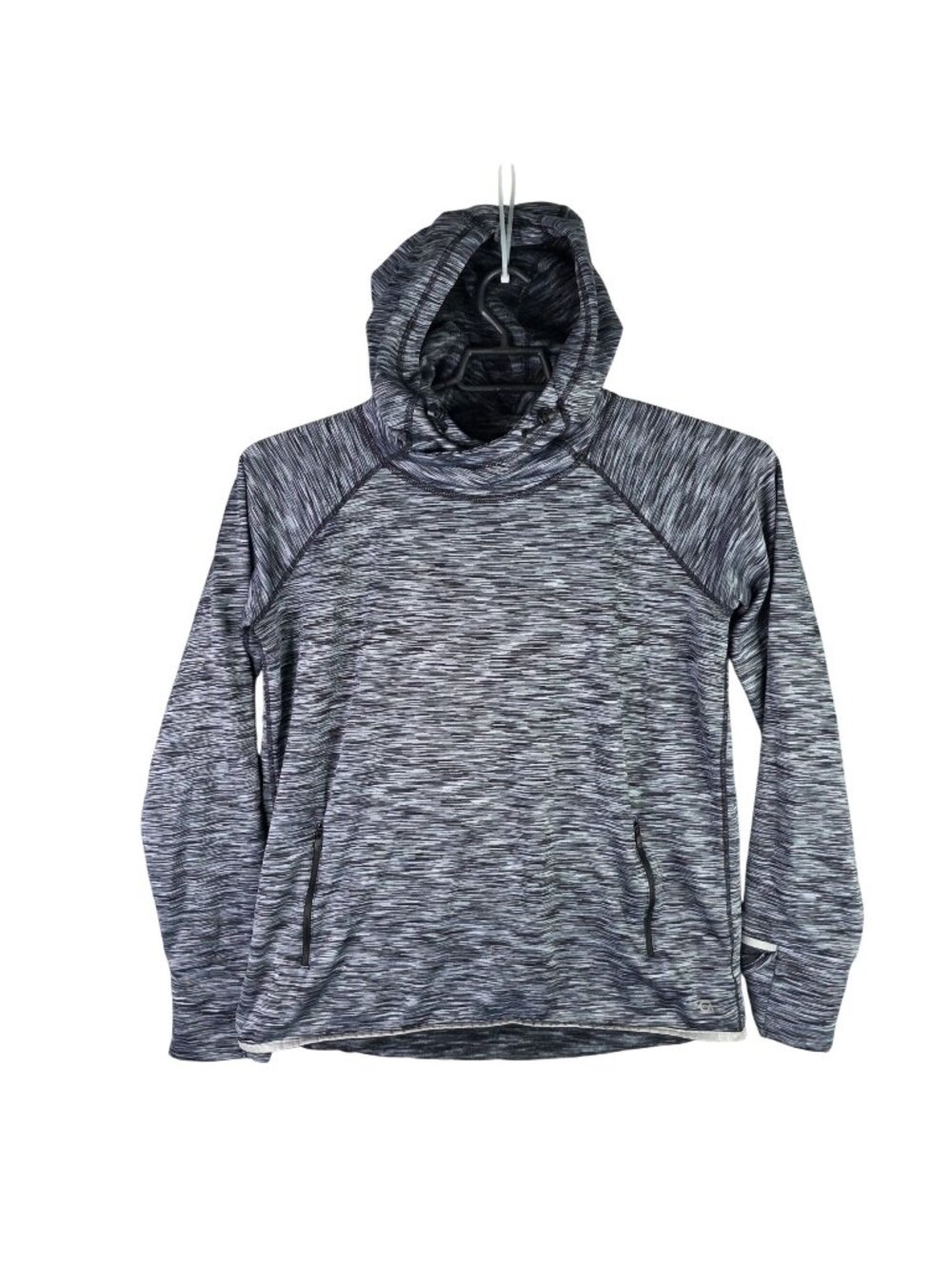 Womens GapFit Gray Pullover Hoodie Long Sleeve Polyester Blend Stretch Size L
